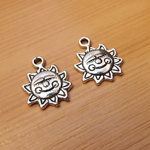 Sluníčko - starostříbro - 16mm x 12mm - 2 kusy