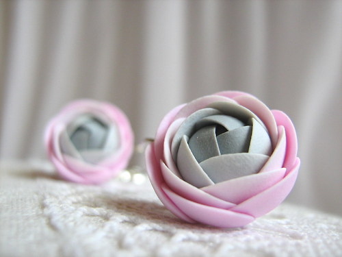 Winter rose, visací náušnice — foto 1