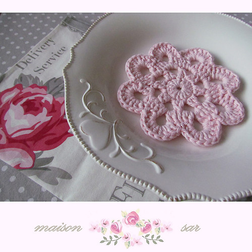 Háčkovaná prostírka - LIGHT PINK — foto 1