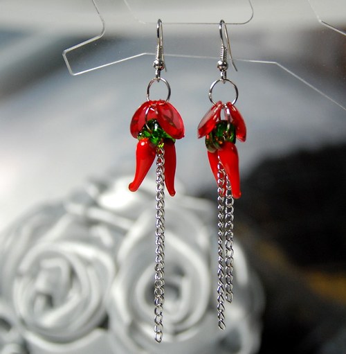 Náušnice chilli papričky — foto 1