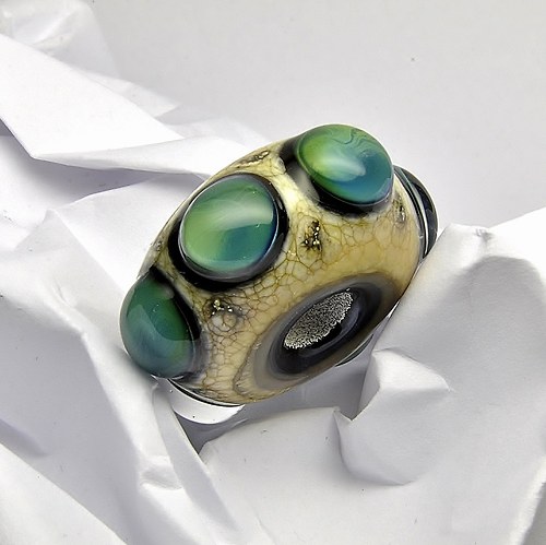 Big hole beads "Zelenomodrý dým" — foto 1