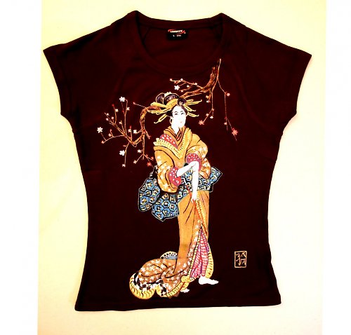 Ručne maľované tričko Geisha III. — foto 1