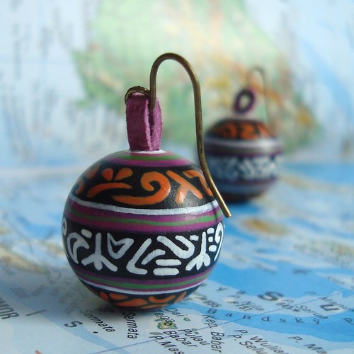 Východní Timor - malované náušnice — foto 1