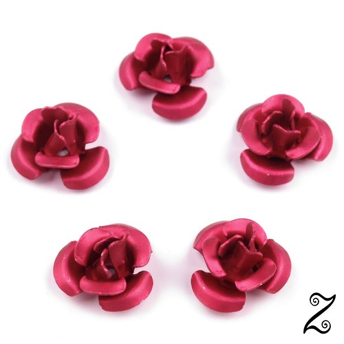Kovová růžička, růžovočervená, 12 mm (10ks)