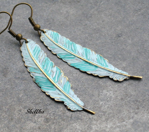 Náušnice ,,TURQUOISE FEATHERS,, — foto 1
