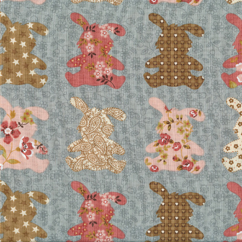 Látka patchwork zajíčci na modré — foto 1