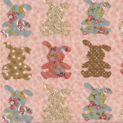 Látka patchwork zajíčci na růžové — foto 1