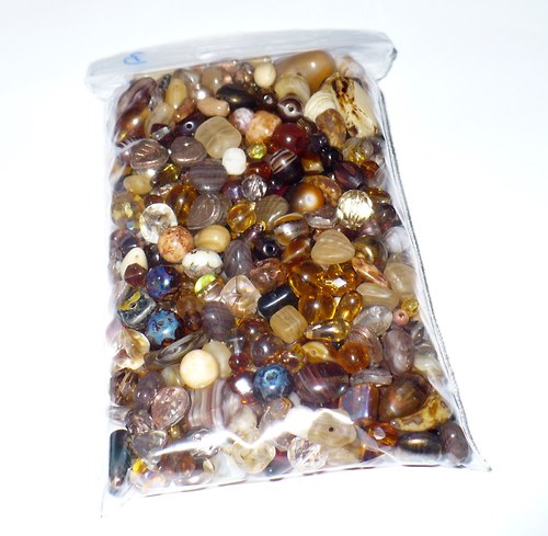 200g Směs korálků hnědé barvy