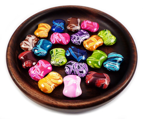 Akrylový MIX polštářky stříkané 19x14mm, 10ks