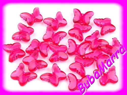 ~ 8ks ~ korálky MOTÝL ~ 15x18mm ~ tm. růžová