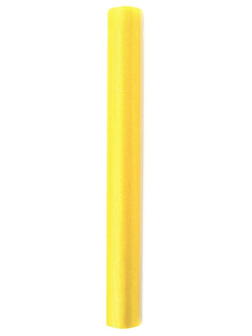 Organza 36 cm x 9 m ŽLUTÁ NEOBŠITÁ