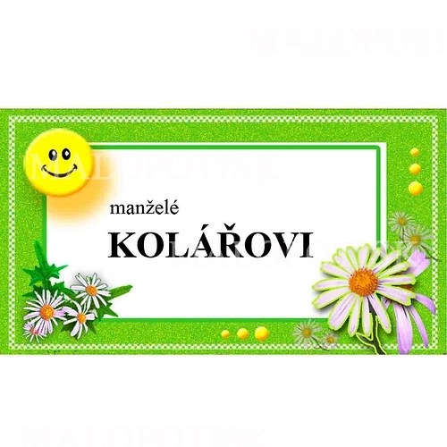 Jmenovka na dveře, barevná "Kolářovi" 9x5cm