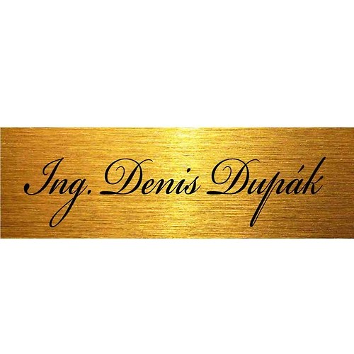 Jmenovka na dveře, matně zlatá "Dupák" 10x3cm