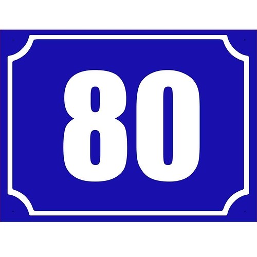 Číslo orientační modré "80" velikost 20x15cm