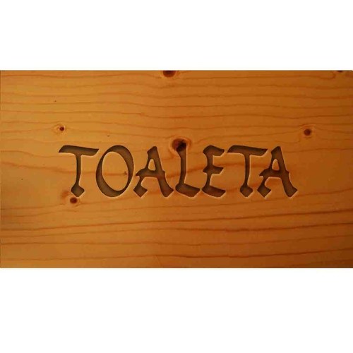 Cedulka na dveře, hliník im. dřevo toaleta 9x5cm