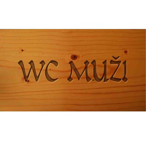 Cedulka na dveře, hliník im. dřevo WC muži 9x5cm