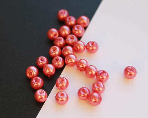 4 mm voskové perle sytě růžové lososové 100 ks