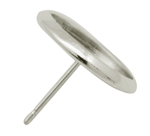 Náušnice s lůžkem/ platina/ 14mm/ 50ks (25párů)