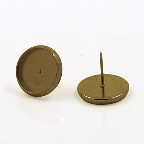 Náušnice s lůžkem/ bronz/ 12mm/ 10ks (5párů)