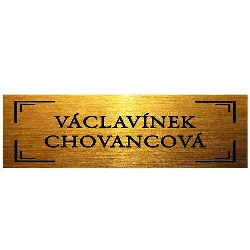 Jmenovka na dveře, matně zlatá "Chovan" 10x3cm