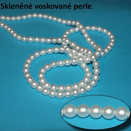 Voskované perle, 6 mm, White mat, 21 ks — foto 1