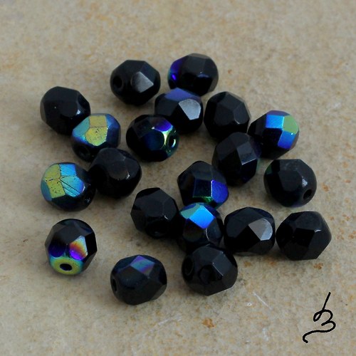 Broušené AB černé, 6 mm - 30 ks