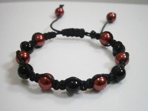 Náramek Shamballa vínový/černý — foto 1