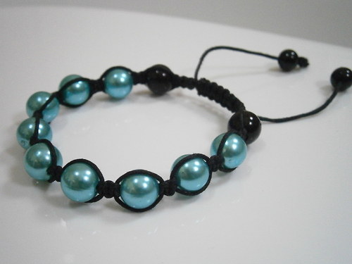 Náramek Shamballa modrý (tyrkysový)