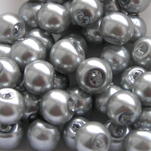 6 mm voskové perle světle šedé 45 ks