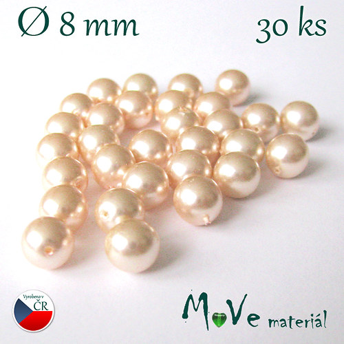 České voskové perle 8mm 30 ks, krémové — foto 1
