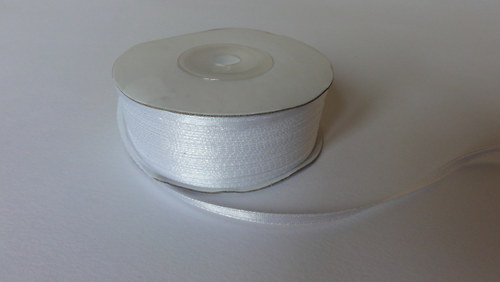 Saténová stužka 3mm - 5m - bílá (01)