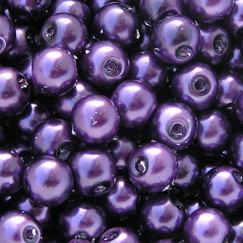 6 mm voskové perle fialové švestkově 45 ks