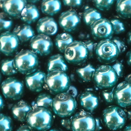 6 mm voskové perle tmavě tyrkysové 45 ks
