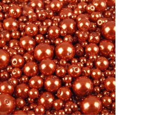 Voskované perly rezavá MIX Ø4-10mm 50g