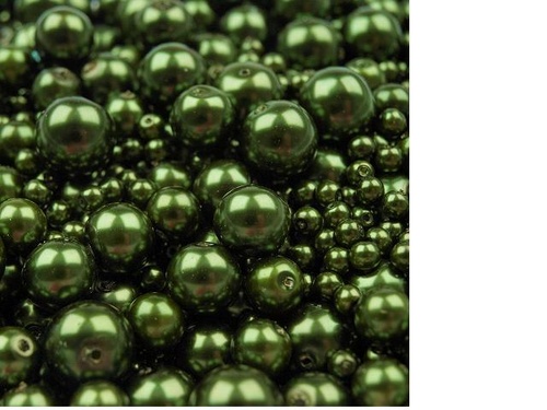 Voskované perly zelená oliva MIX Ø4-10mm 50g