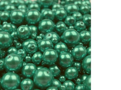 Voskované perly zelená smaragdová MIX Ø4-10mm 50g
