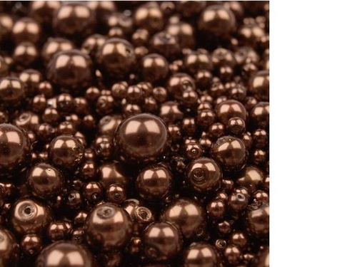 Voskované perly hnědá MIX Ø4-10mm 50g