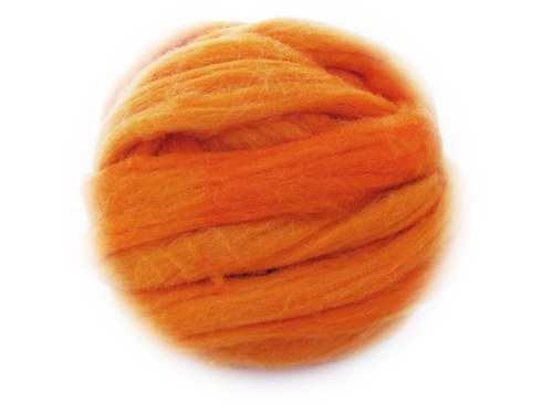 Barvená ovčí vlna - oranžová světlá (100g)