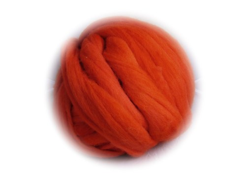 Barvená ovčí vlna - oranžová tmavá (100g)