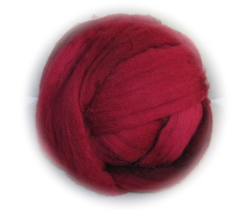 Barvená ovčí vlna - bordó (100g)