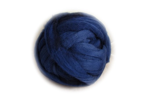 Barvená ovčí vlna - modrá tmavá (100g)