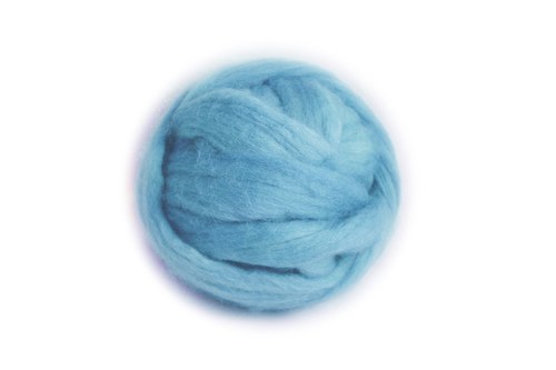 Barvená ovčí vlna - modrá blankytná (100g)