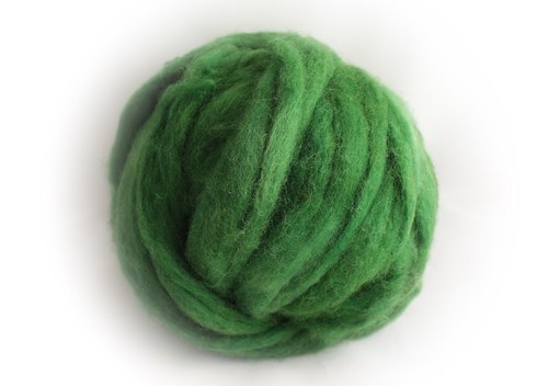 Barvená ovčí vlna - zelená listová (100g)
