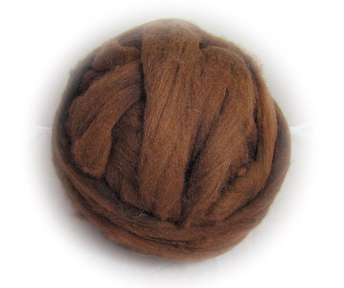 Barvená ovčí vlna - hnědá čokoládová (100g)