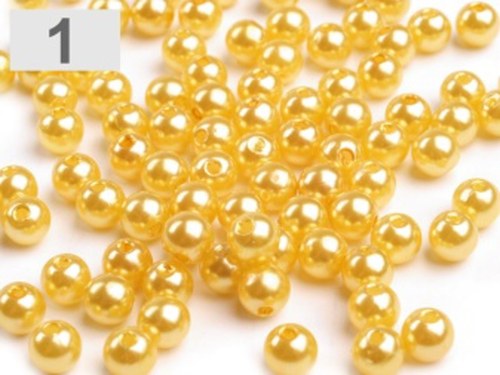 Korálky plast 6mm- 60ks-žlutá