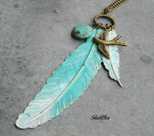 Náhrdelník ,,TURQUOISE FEATHERS,, — foto 1
