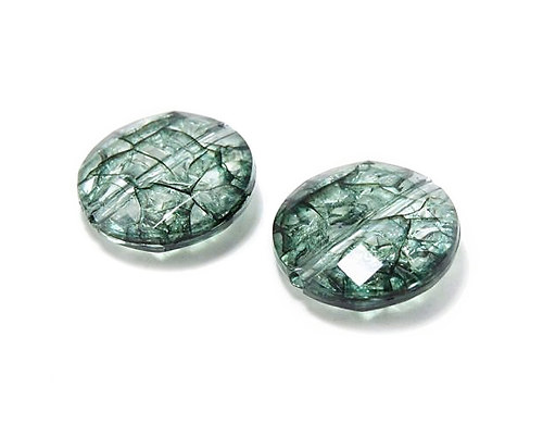 Zelená placka kraklovaná broušená 20mm, 6ks