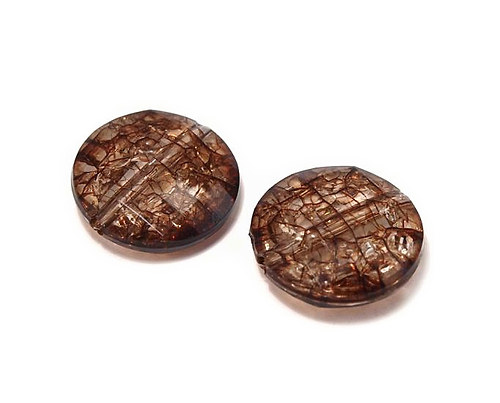 Hnědá placka kraklovaná broušená 20mm, 6ks