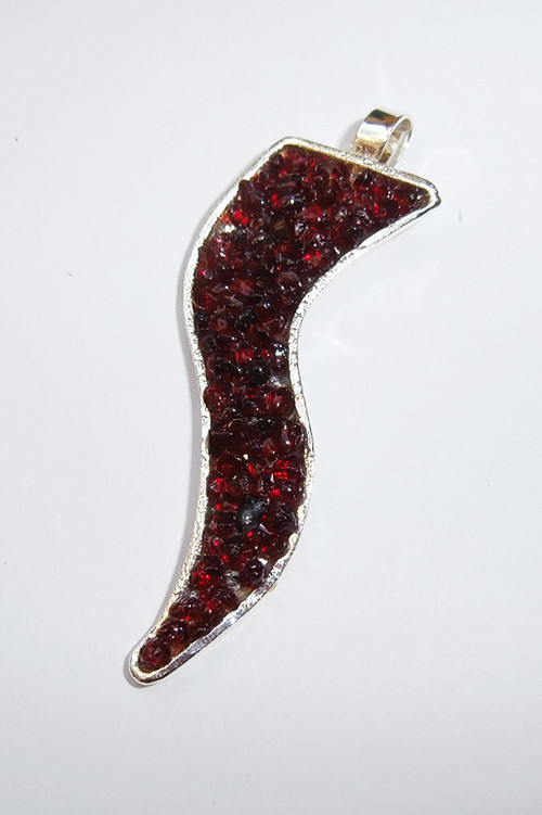 Granátový přívěsek vlnovka - postříbřený (silver)