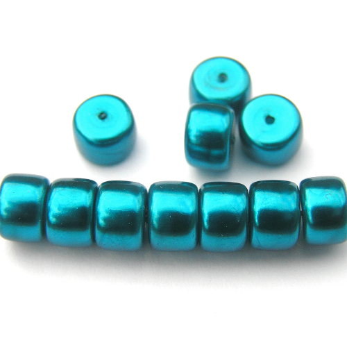 8x5 mm korálky válečky voskovky tmavý tyrkys